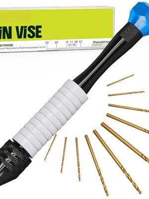 Jewelry Hand Drill Pin Vise, Micro Drill Bits Set for Resin & Crafts, Blue
