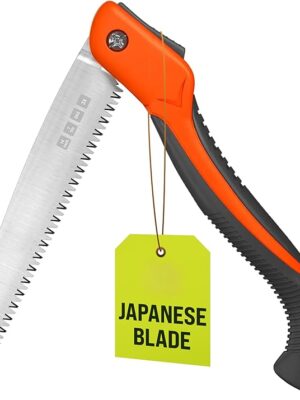 Folding Camping saw 11 Inch - Heavy Duty Pruning Saw with Triple-Cut SK5 Blade, 7 TPI Razor Teeth for Tree Trimming, Wood Cutting, Camping, Bushcraft, and Gardening