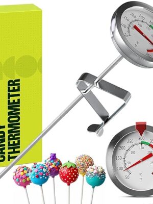 CRAFT911 Candy Thermometer with Pot Clip - Deep Fry Oil Thermometer for Frying and Candle Making (White)